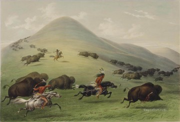 George Catlin Caza de búfalos en el oeste de América Pinturas al óleo